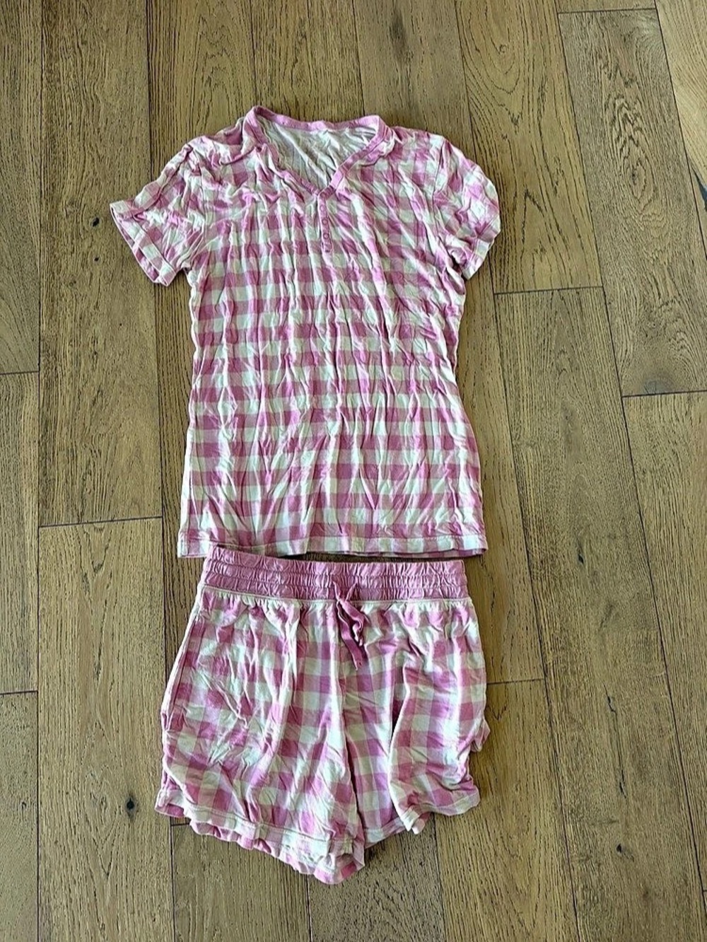 Little Sleepies Pink Gingham Bamboo Short PJ Set Womens XS